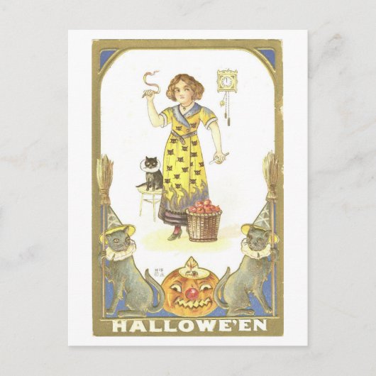 ヴィンテージハロウィーン魔女はがき ポストカード (正面)