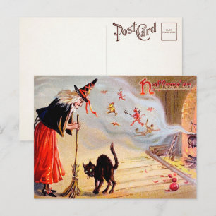 ヴィンテージハロウィーン魔女はがき ポストカード