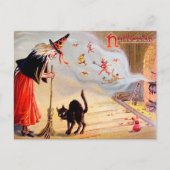 ヴィンテージハロウィーン魔女はがき ポストカード (正面)