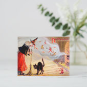 ヴィンテージハロウィーン魔女はがき ポストカード (スタンド正面)