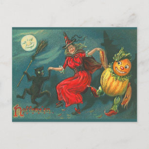 ヴィンテージハロウィーン魔女はがき ポストカード