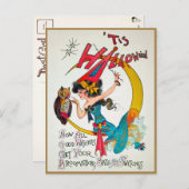 ヴィンテージハロウィーン魔女はがき ポストカード (正面/裏面)