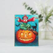 ヴィンテージハロウィーン魔女カボチャ休日はがき シーズンポストカード (スタンド正面)