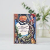 ヴィンテージハロウィーン魔女カボチャ猫はがき シーズンポストカード (スタンド正面)