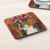 ヴィンテージハロウィーン魔女キャスティングスペルと杖 コースター (左側)