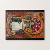 ヴィンテージハロウィーン魔女キャスティングスペルと杖 ジグソーパズル (横)