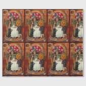 ヴィンテージハロウィーン魔女キャスティングスペルと杖 ラッピングペーパー (フラット)