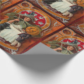 ヴィンテージハロウィーン魔女キャスティングスペルと杖 ラッピングペーパー (角)