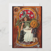 ヴィンテージハロウィーン魔女キャスティングスペルと杖 招待状 (正面)