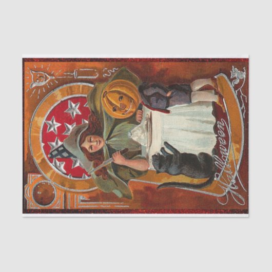 ヴィンテージハロウィーン魔女キャスティングスペルと杖 薄葉紙 (正面)