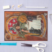 ヴィンテージハロウィーン魔女キャスティングスペルと杖 薄葉紙 (クラフト)