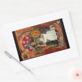 ヴィンテージハロウィーン魔女キャスティングスペルと杖 長方形シール (封筒)