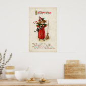 ヴィンテージハロウィーン魔女キャットパーティーデコールポスター ポスター (キッチン)