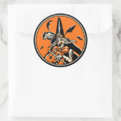 ヴィンテージハロウィーン魔女シール ラウンドシール (バッグ)