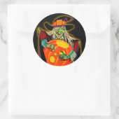 ヴィンテージハロウィーン魔女シール ラウンドシール (バッグ)