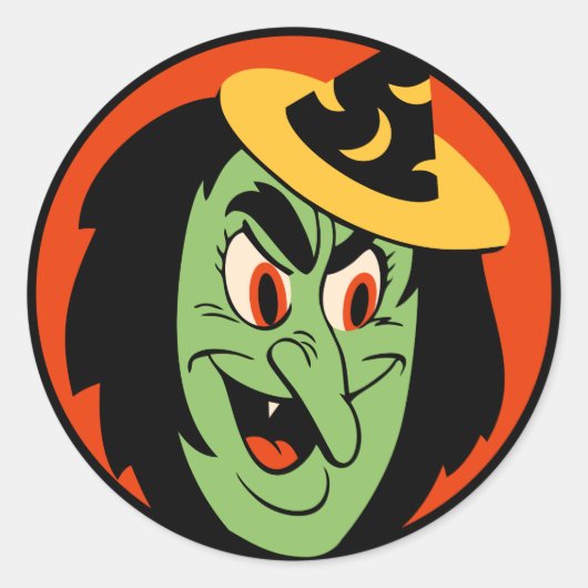 ヴィンテージハロウィーン魔女シール ラウンドシール (正面)