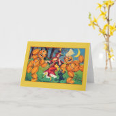 ヴィンテージハロウィーン魔女ダンスグリーティングカード カード (黄色い花)