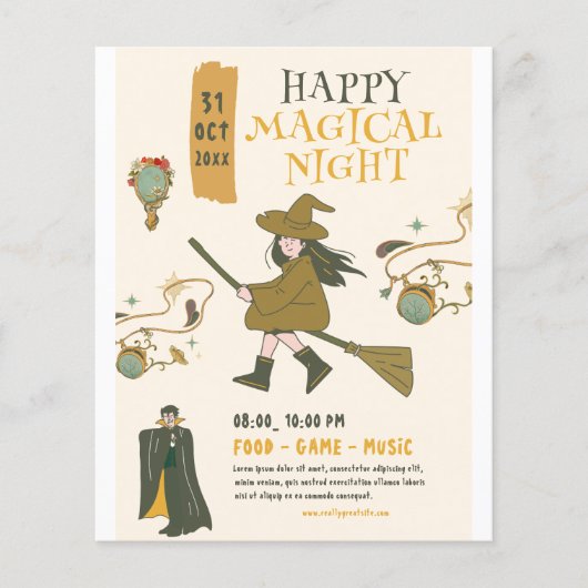 ヴィンテージハロウィーン魔女パーティー、ハローウィンパーティ チラシ (正面)