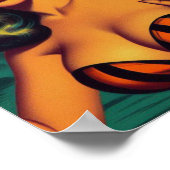 ヴィンテージハロウィーン魔女ピンアップ ポスター (角)