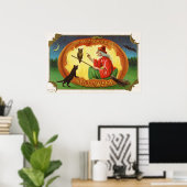 ヴィンテージハロウィーン魔女フクロウ猫デコールポスター ポスター (ホームオフィス)