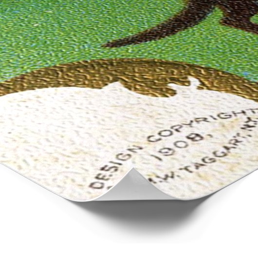 ヴィンテージハロウィーン魔女フクロウ猫デコールポスター ポスター (角)