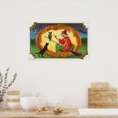 ヴィンテージハロウィーン魔女フクロウ猫デコールポスター ポスター (キッチン)