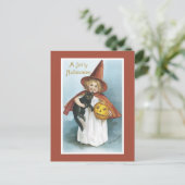 ヴィンテージハロウィーン魔女ブラックキャットポストカード ポストカード (スタンド正面)