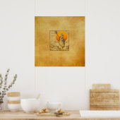 ヴィンテージハロウィーン魔女プリントポスター ポスター (キッチン)