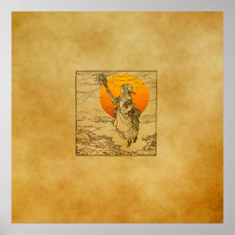 ヴィンテージハロウィーン魔女プリントポスター ポスター