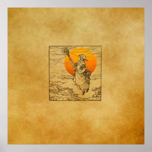 ヴィンテージハロウィーン魔女プリントポスター ポスター (正面)