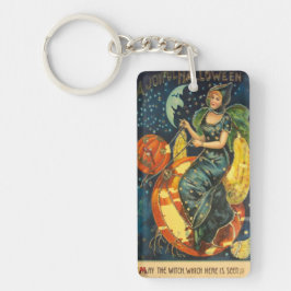 ヴィンテージハロウィーン魔女ポスター キーホルダー