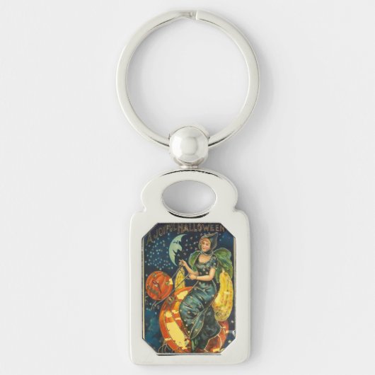 ヴィンテージハロウィーン魔女ポスター キーホルダー (正面)