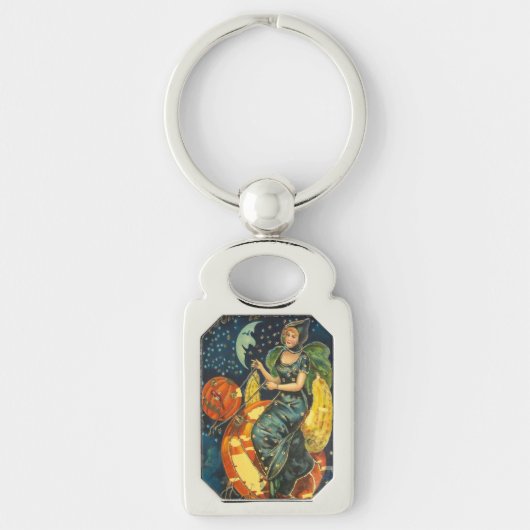 ヴィンテージハロウィーン魔女ポスター キーホルダー (正面)
