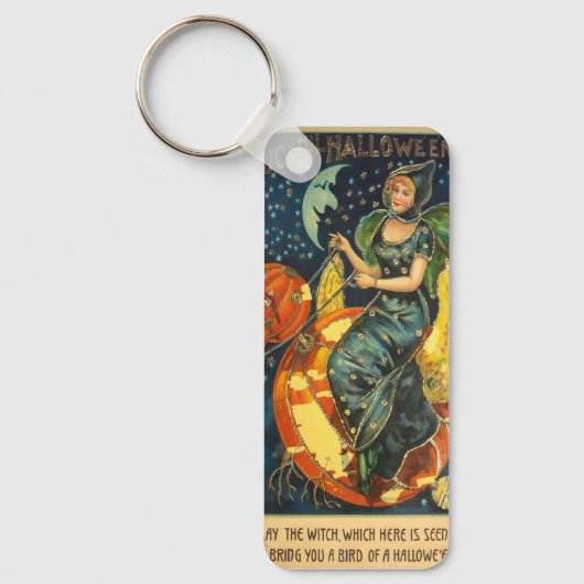 ヴィンテージハロウィーン魔女ポスター キーホルダー (正面)