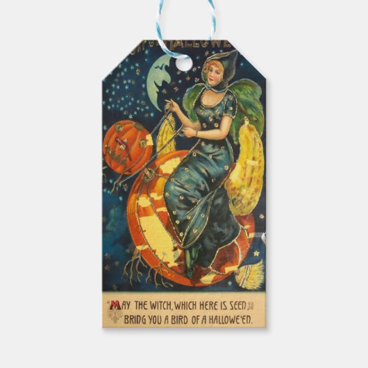 ヴィンテージハロウィーン魔女ポスター ギフトタグ (正面)