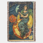 ヴィンテージハロウィーン魔女ポスター スローブランケット (正面縦)
