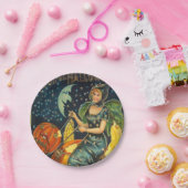 ヴィンテージハロウィーン魔女ポスター ペーパープレート (パーティー)