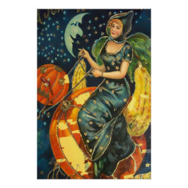 ヴィンテージハロウィーン魔女ポスター ポスター