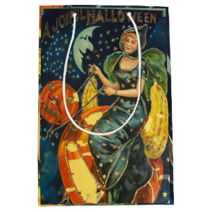 ヴィンテージハロウィーン魔女ポスター ミディアムペーパーバッグ