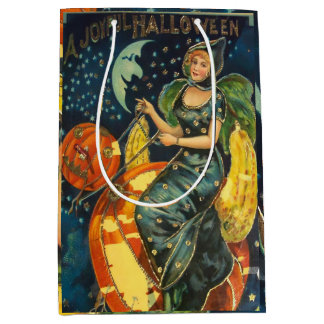 ヴィンテージハロウィーン魔女ポスター ミディアムペーパーバッグ