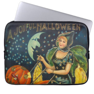 ヴィンテージハロウィーン魔女ポスター ラップトップスリーブ