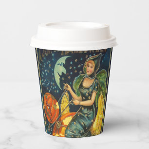 ヴィンテージハロウィーン魔女ポスター 紙コップ