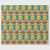 ヴィンテージハロウィーン魔女ムーンパーティーラップ ラッピングペーパー (フラット)