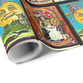 ヴィンテージハロウィーン魔女猫とカボチャ ラッピングペーパー (ロールコーナー)