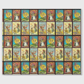 ヴィンテージハロウィーン魔女猫とカボチャ ラッピングペーパー (フラット)