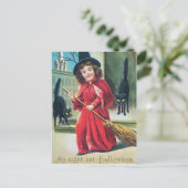ヴィンテージハロウィーン魔女黒猫はがき シーズンポストカード (スタンド正面)