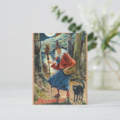 ヴィンテージハロウィーン魔女黒猫はがき ポストカード (スタンド正面)