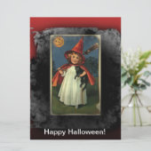 ヴィンテージハロウィーン魔女&キャットラージポストカード 招待状 (スタンド正面)