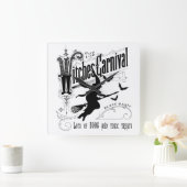 ヴィンテージハロウィーン魔女 スクエア壁時計 (ホーム)