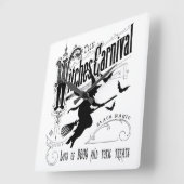 ヴィンテージハロウィーン魔女 スクエア壁時計 (傾斜)